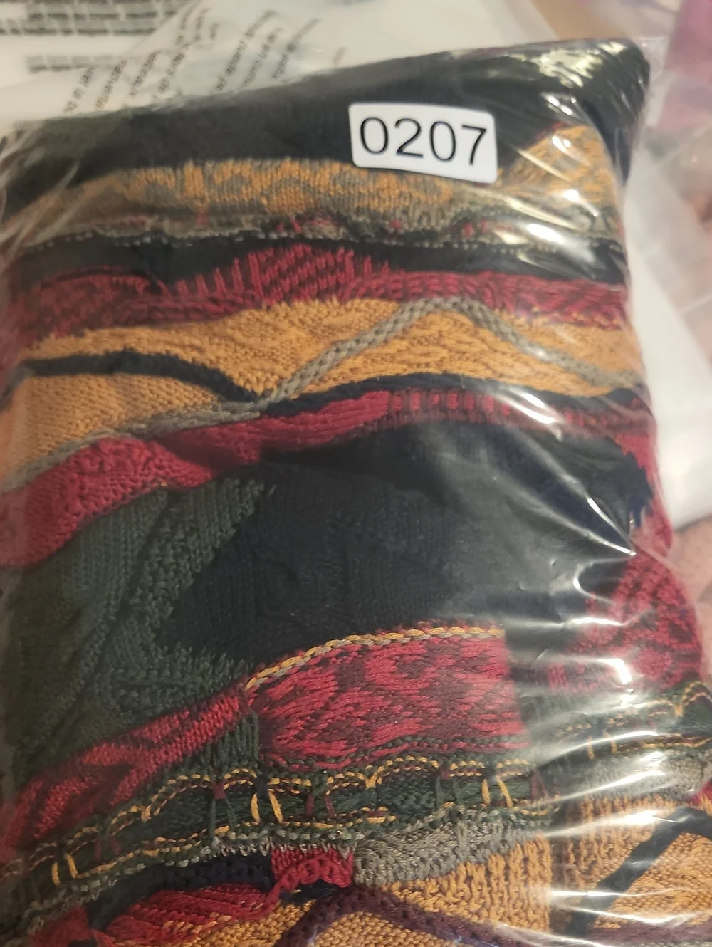 Multicolor Vintage-Style Cable Knit Sweater - Bold Geometric Pattern